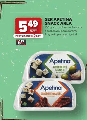 Ser Apetina Snack z czosnkiem i oliwkami Arla promocja w Stokrotka