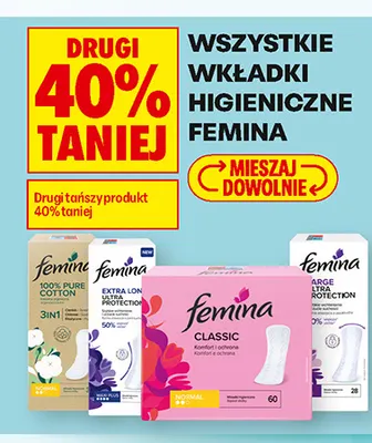 Wkładki higieniczne Femina promocja w Biedronka