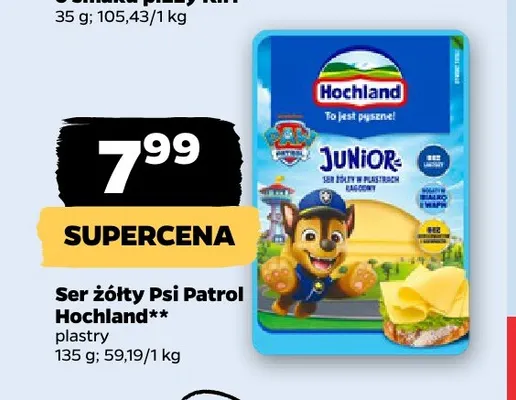Ser żółty Psi Patrol w plastrach Hochland promocja w Netto