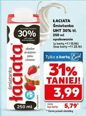 Śmietanka UHT 30% tł. promocja w Kaufland