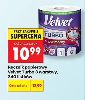 Ręcznik papierowy Velvet Turbo 3 warstwy promocja w Biedronka