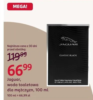 Woda toaletowa dla mężczyzn Jaguar Classic Black promocja w Rossmann