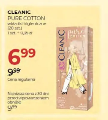 Wkładki higieniczne Cleanic Pure Cotton promocja w Drogerie Jawa