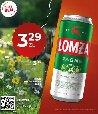 Piwo Łomża Jasne promocja w Duży Ben