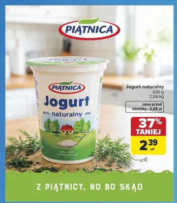 Jogurt naturalny Piątnica promocja w Carrefour