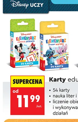 Karty edukacyjne Disney Uczy Elementarz wykonuję działania promocja w Biedronka