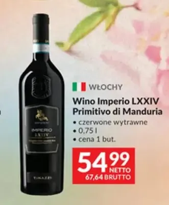 Wino czerwone Imperio LXXIV Primitivo di Manduria wytrawne promocja w Makro