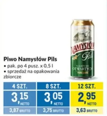 Piwo Namysłów Pils promocja w Makro