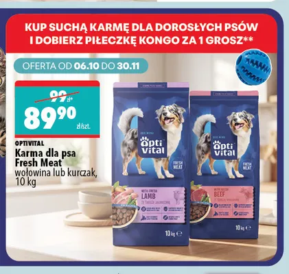 Karma dla psa Fresh Meat wołowina OptiVital promocja w Biedronka Home