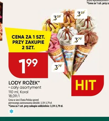 Lody rożek Koral promocja w Chata Polska