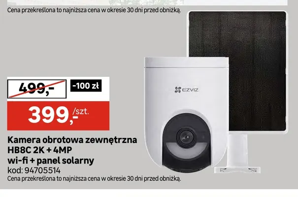 Kamera obrotowa zewnętrzna HB8C 2K + 4MP wi-fi + panel solarny Ezviz promocja w Leroy Merlin