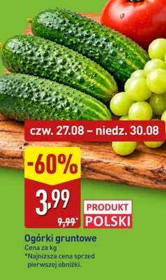 Ogórki gruntowe polskie promocja w Aldi