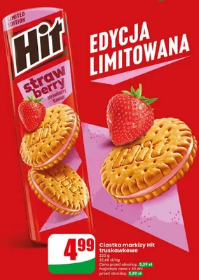 Ciastka markizy Hit truskawkowe promocja w Dino