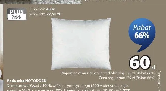 Poduszka NOTODDEN 50x70cm promocja w Jysk