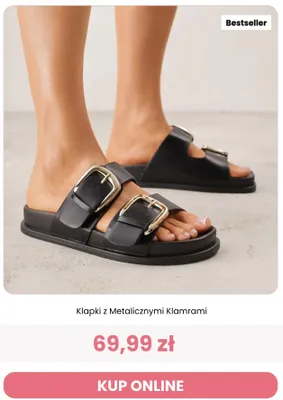 Klapki z metalicznymi klamrami Renee promocja w Renee