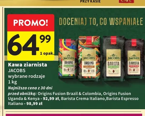 Kawa ziarnista Jacobs promocja w Intermarche