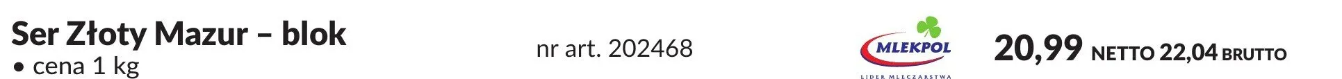 Ser Złoty Mazur - blok promocja w Makro