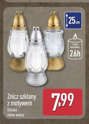 Znicz szklany z motywem promocja w Aldi
