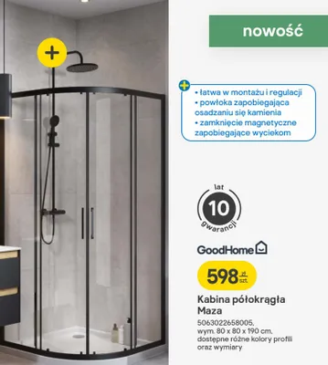 Kabina półokrągła Maza promocja w Castorama