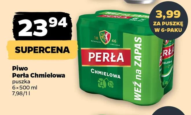Piwo Perła Chmielowa 6-pak 500 ml promocja w Netto