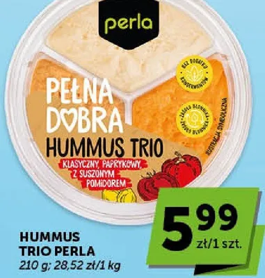 Hummus Trio klasyczny paprykowy z suszonym pomidorem Perla promocja w ABC