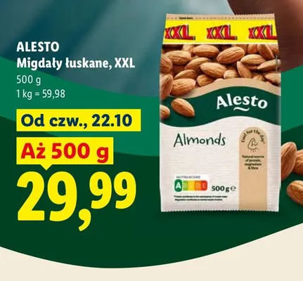 Migdały łuskane XXL Alesto promocja w Lidl