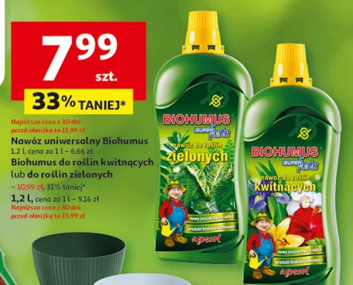 Nawóz uniwersalny Biohumus 1,2 l, cena za 1 l - 6,66 zł promocja w Auchan
