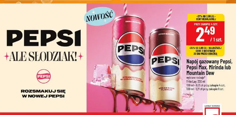 Napój gazowany Pepsi, Pepsi Max, Mirinda lub Mountain Dew wybrane rodzaje promocja w POLOmarket