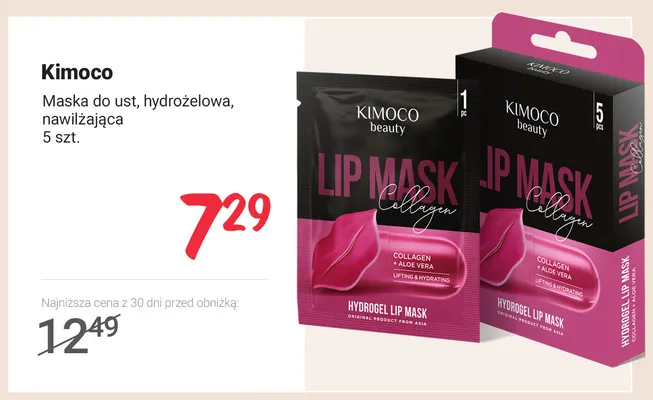 Maska do ust hydrożelowa nawilżająca Kimoco promocja w Rossmann