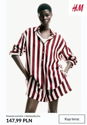 Koszula oversize z domieszką lnu H&M promocja w H&M