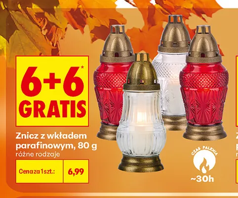 Znicz z wkładem parafinowym promocja w Biedronka