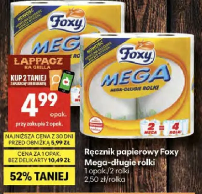 Ręcznik papierowy Foxy Mega-długie rolki promocja w Delikatesy Centrum
