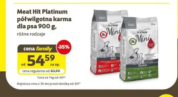 Półwilgotna karma dla psa Meat Hit Platinum Mini Beef promocja w Super Zoo