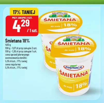Śmietana 18% Piątnica promocja w POLOmarket