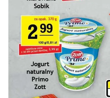 Jogurt naturalny Primo Zott promocja w Gram Market