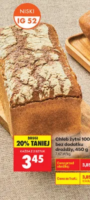 Chleb żytni 100% bez dodatku drożdży promocja w Biedronka