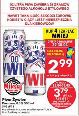 Piwo Premium 0.0% promocja w LEWIATAN