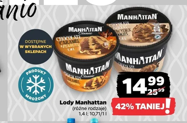 Lody Manhattan Chocolate Biscuit New York Cookies promocja w Netto