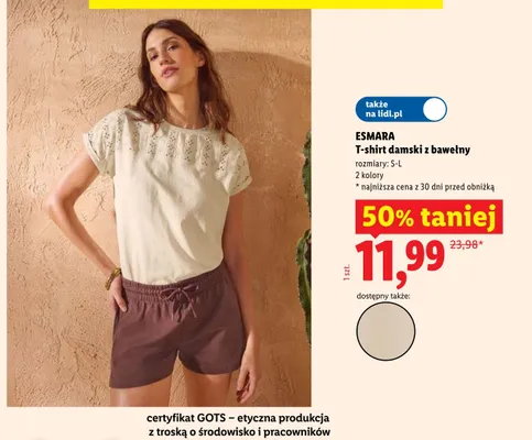 T-shirt damski z bawełny Esmara promocja w Lidl