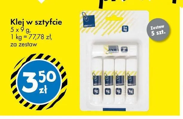 Klej w sztyfcie Einhorn 5-pak 9 g promocja w Tedi