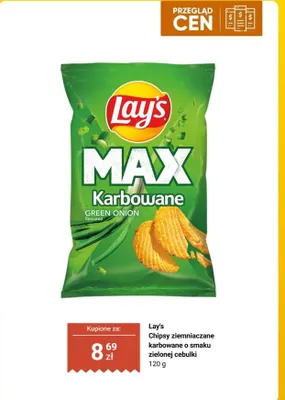 Chipsy ziemniaczane karbowane o smaku zielonej cebulki Lay's promocja w Biedronka