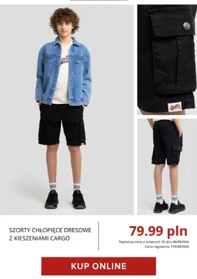 Szorty chłopięce dresowe z kieszeniami cargo Big Star promocja w BIG STAR