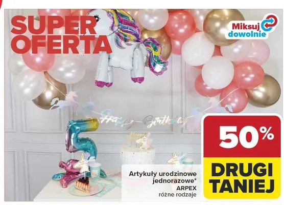 Artykuły urodzinowe jednorazowe ARPEX promocja w Carrefour