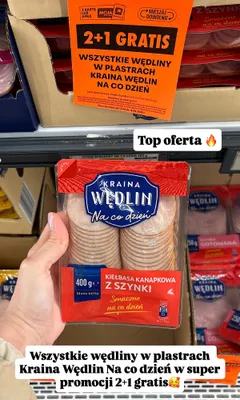 Wszystkie wędliny w plastrach Kraina Wędlin 2+1 GRATIS promocja w Biedronka