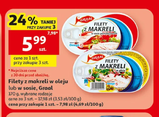 Filety z makreli w sosie pomidorowym Graal promocja w Auchan