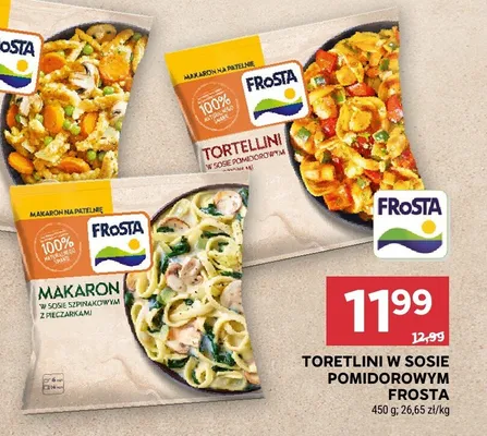 Makaron tagliatelle z sosem szpinakowym FroSta promocja w Stokrotka