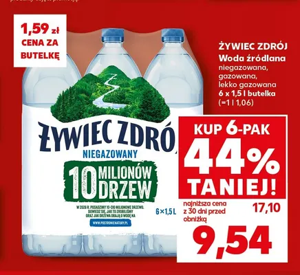 Woda źródlana lekko gazowana Żywiec Zdrój 6-pak 1,5 l promocja w Kaufland