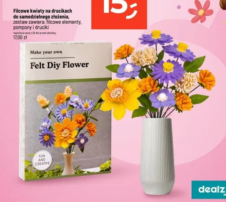 Filcowe kwiaty na drucikach do samodzielnego złożenia Make your own promocja w Dealz