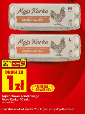 Jajka kurze z chowu ściółkowego Moja Kurka rozmiar M promocja w Biedronka