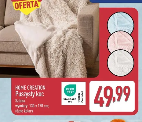 Puszysty koc 130x170 cm Home Creation promocja w Aldi
